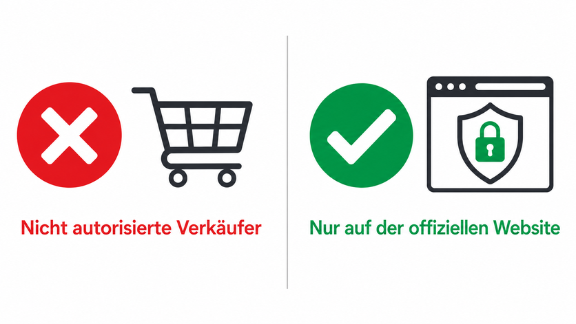 Nicht autorisierte Verkäufer versus offizielle Website